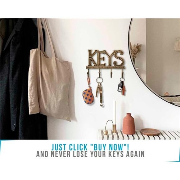 KeyHolder for Wall-Cast Iron Decorative Farmhouse Rustic WallMount Key Organizer - Picture 3 of 7